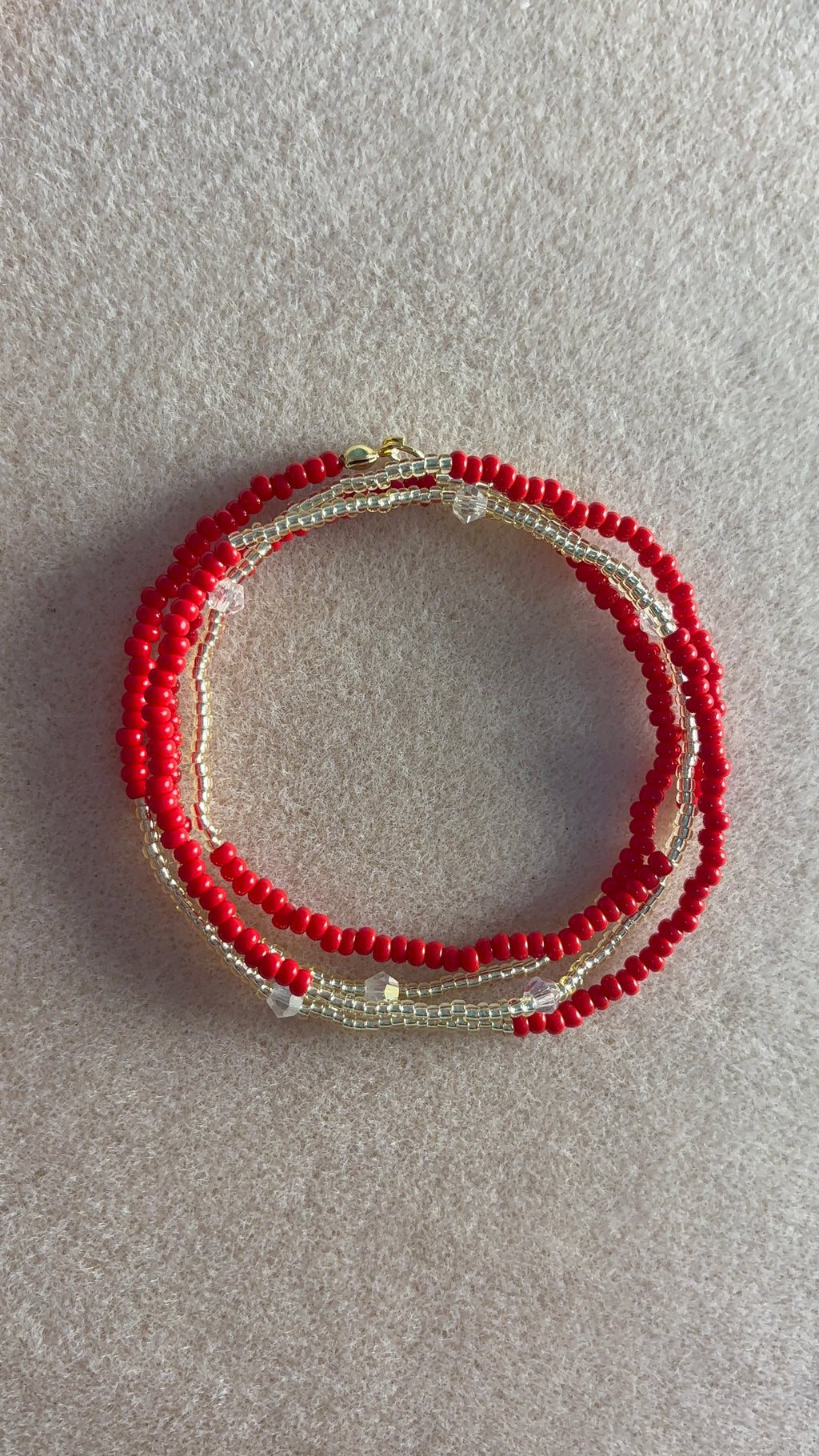 Gold and red waistbead