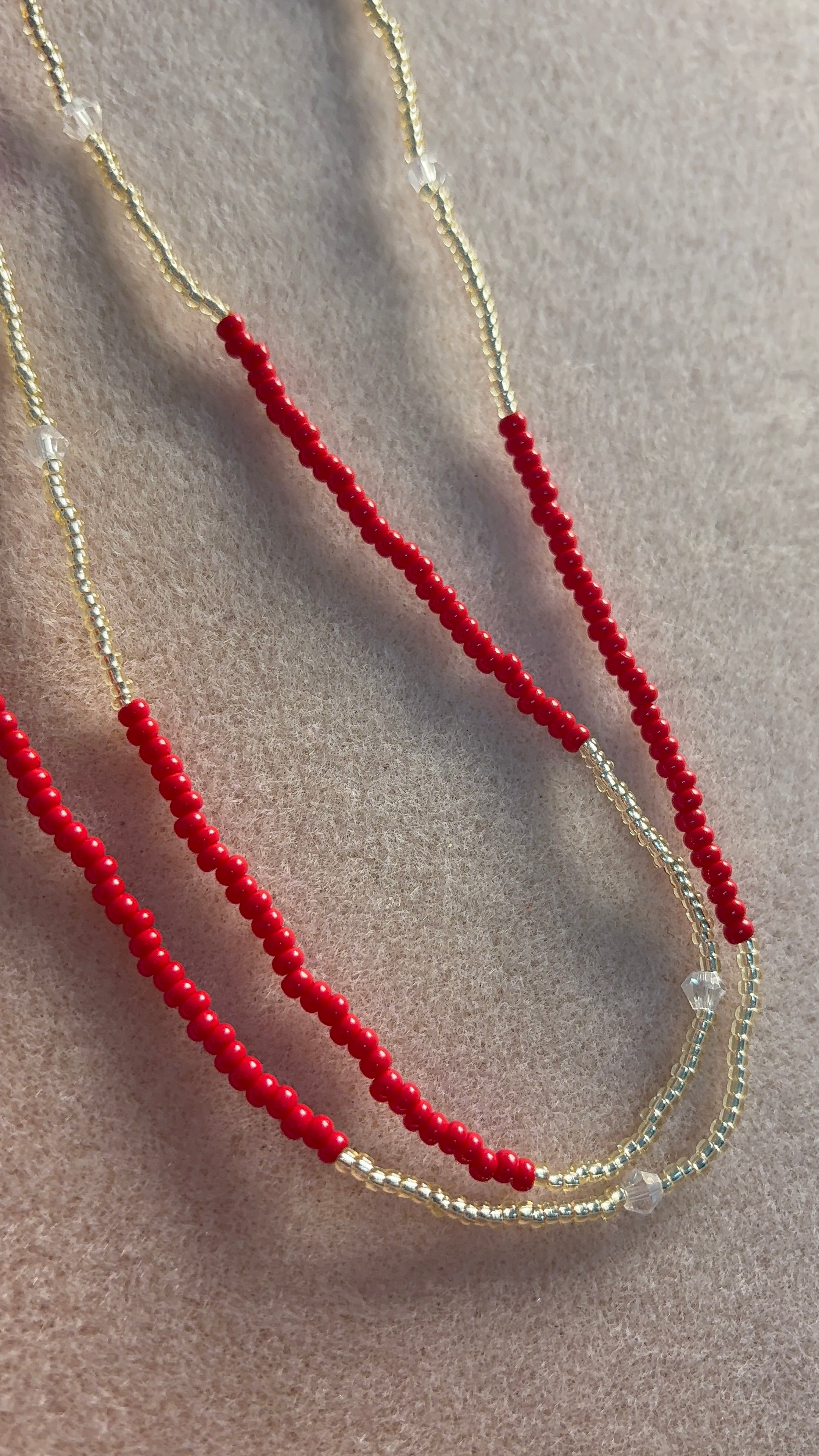 Gold and red waistbead